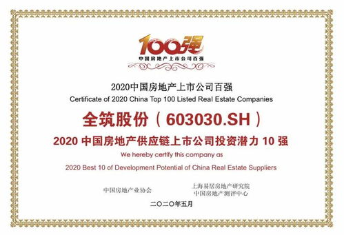 全筑股份榮登2020中國(guó)房地產(chǎn)供應(yīng)鏈上市公司投資潛力十強(qiáng)，云論壇共議發(fā)展新路徑